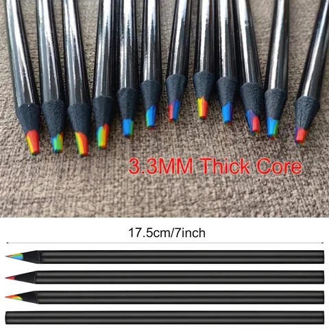 Rainbow Colored Pencils Multicolor Core Black Wood Drawing Painting Creative Stationery For Kids Students Artistic