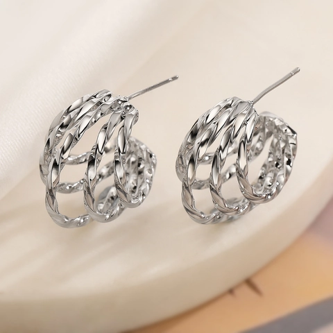 Glam C Shape Plating Copper Gold Plated Ear Studs