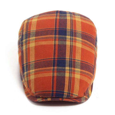 Vintage Geblokte Platte Pet Katoen Tartan Baret Verstelbaar Britse Stijl Pet Voor Heren En Dames Casual Buiten Zonneklep