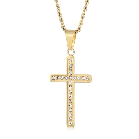 Colgante De Cruz Acero Inoxidable Con Diamantes De Imitación Joyería Hip Hop Religiosa Para Hombre Mujer