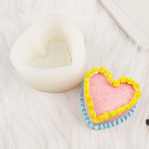 Heart Shaped Silicone Mold Wavy Texture For DIY Cake Candle Soap Making Plaster Aroma Craft Tools Romantic Decorative