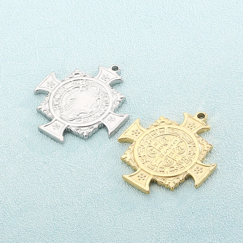 Sint Benedictus Medaille Hanger Roestvrij Staal Exorcist Kruis Religieus DIY Sieraden Maken Accessoire Vintage Hip Hop