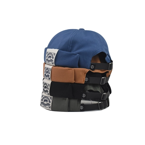 Berretto Docker Retrò Cappello Senza Tesa Tela Di Cotone Regolabile Patch Orso Streetwear Miki Hat Stile Vintage