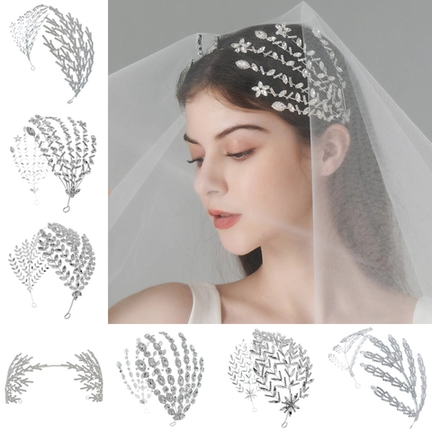 Corona Da Sposa Tiara Strass Cristallo Matrimonio Foglia Ramo Design Accessorio Per Capelli Elegante Festa Donne