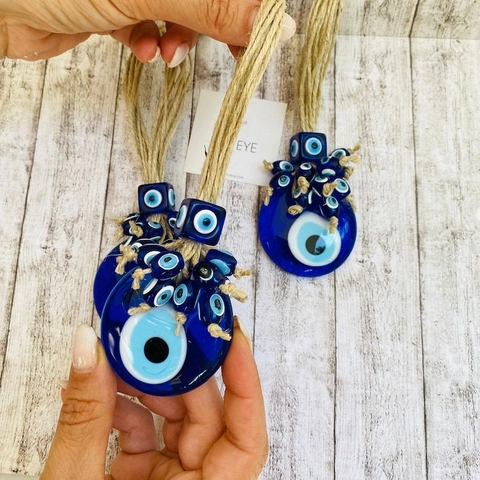 Evil Eye Hanging Ornament Turkish Blue Glass Nazar Bead Amulet For Home Protection With Hemp Rope Boho Wall Decor Charm