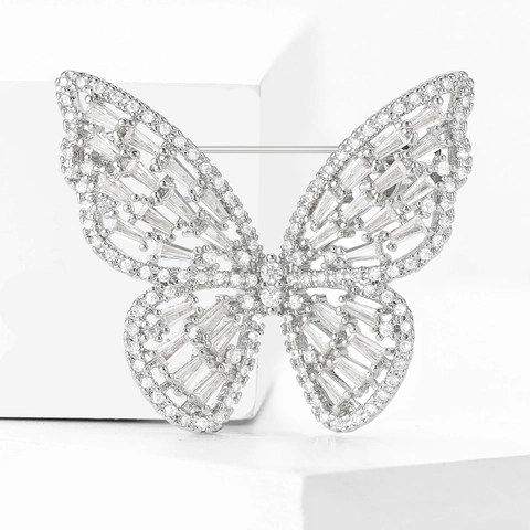 Squisita Spilla a Farfalla in Rame e Zirconia Per Donna Lusso Micro Intarsio Gioielli Animali Accessorio Per Banchetto