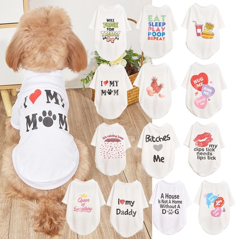 Pet Dog Cat Summer T-Shirt Breathable Mesh Thin Cooling Vest Cartoon Heart Pineapple Printed Clothing For Small Medium Puppies