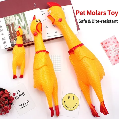 Screaming Chicken Toy Rubber Squeaky Novelty Gag Gift Stress Relief Yellow Funny For Kids Adults Pets Squeeze To Scream