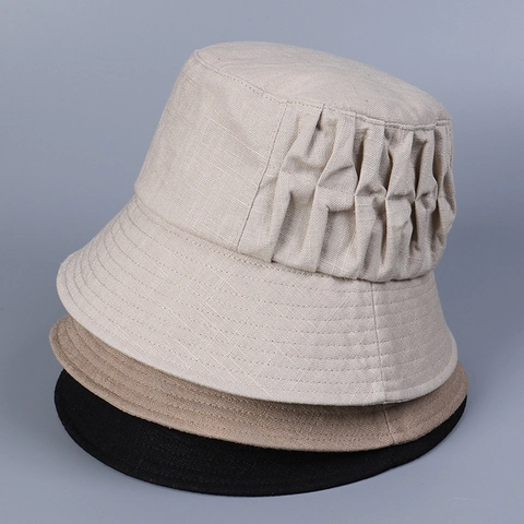 Sombrero Piluso Elegante De Lino Para Mujer Plegable Ala Ancha Protección Solar Transpirable Informal Viaje Color Sólido