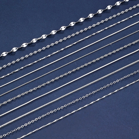 Cadena De Collar De Plata De Ley 925 Para Mujer Cadena De Eslabones Finos Básicos Estilo Ola De Agua Serpiente Caja Chopin