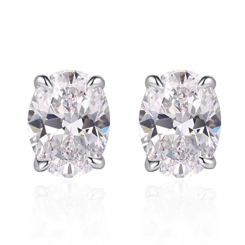 Oval Cut Stud Earrings 925 Sterling Silver Zirconia Moissanite Claw Set Elegant Business Jewelry For Women