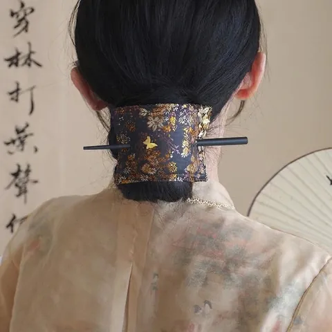 Vintage Bloemen Geborduurde Stof Haaraccessoire Voor Vrouwen Nieuwe Chinese Stijl Haarspelden Met Sandelhouten Stok
