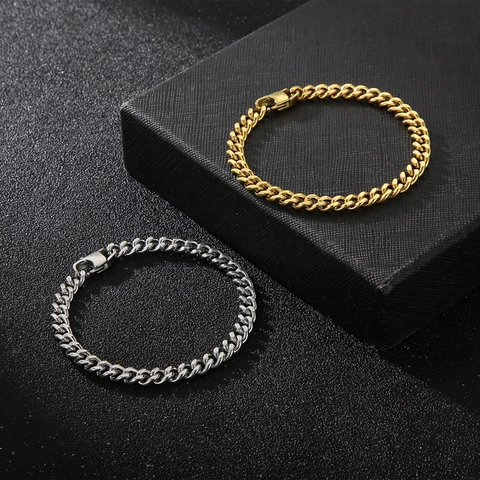 Collana Da Uomo A Catena Cubana In Acciaio Inossidabile Finitura Lucida Stile Hip Hop Minimalista Gioielli