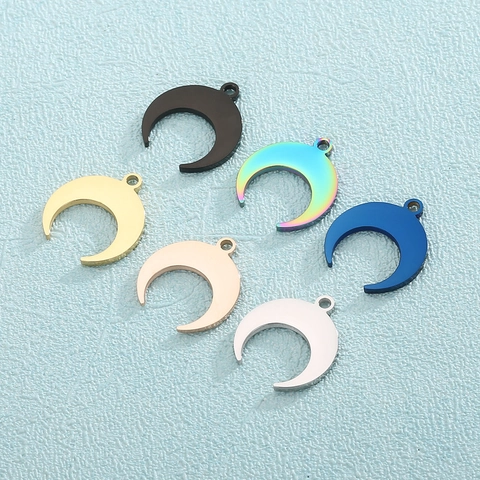 Dijes De Luna Creciente Colgantes De Acero Inoxidable Para Hacer Joyas De Bricolaje Accesorios De Pendientes De Collar Estilo Minimalista