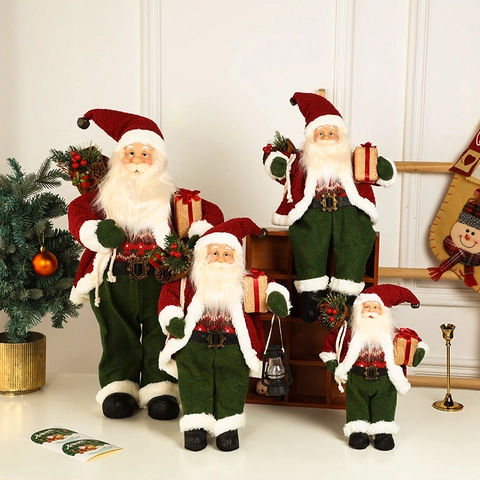 Realistische Weihnachtsmann Puppe Ornament Plüsch Stoff Figur Weihnachtsbaum Hängende Dekoration Mit Laterne Geschenkbox