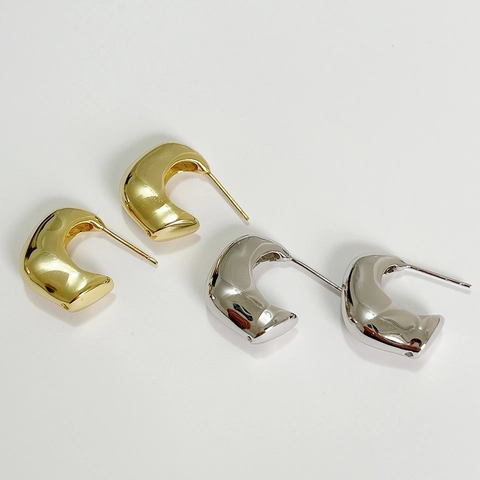 Orecchini In Argento Sterling 925 Cerchi Spessi A Forma Di C Lucidati Irregolari Geometrici Minimalisti Gioielli Donna