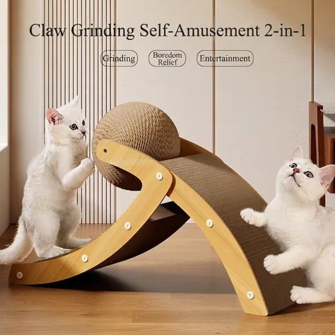 Cat Scratcher Toy With Sisal Ball And Corrugated Paper Arch Design For Grinding Claws Interactive Playing Fun