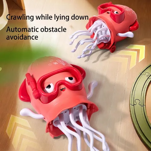 Electric Dancing Octopus Toy Plastic Musical Rotating With Colorful Lights Obstacle Avoidance For Children Toddlers Gift