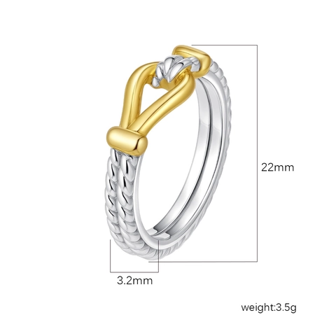 Kabelring Bicolor 304 Edelstahl Gewebte Textur Kreuz Hufeisen Design Eleganter Minimalistischer Schmuck Für Damen