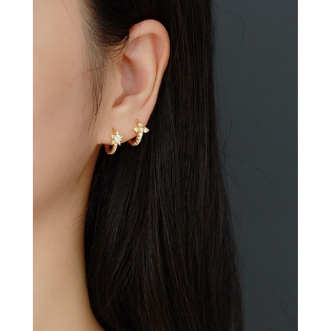925 Sterling Silber Stern Creolen Mit Zirkonia Minimalistischer Koreanischer Stil Schmuck Für Damen