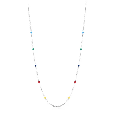 Collana In Argento Sterling 925 Con Perline In Smalto Arcobaleno Colorate Catena Per Clavicola Delicata Minimalista Per Donna