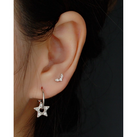 Marquise Zirconia Stud Earrings 925 Sterling Silver Wing Shape With Screw Ball Back Fashion Piercing Jewelry For Women