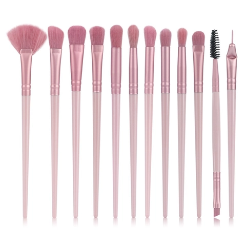 Pennelli Da Trucco Rosa Fibra Sintetica Manico In Plastica Ombretto Eyeliner Sfumino Strumenti Cosmetici Professionali