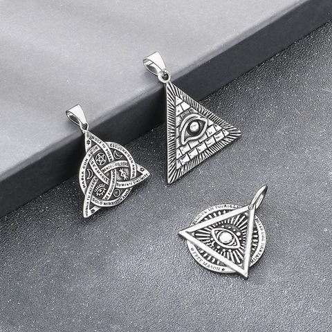 Collana Con Ciondolo Occhio Della Provvidenza Acciaio Inossidabile Uomo Occhio Onniveggente Piramide Illuminati Triangolo Vintage