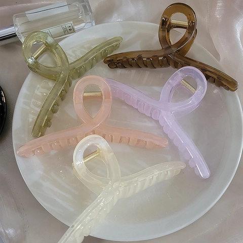 Pinza Para El Cabello Grande Plástico Mate Brillante Geométrico Pinza De Tiburón Para Mujer Accesorios De Peinado