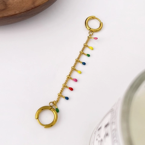 Böhmische Edelstahl Bunte Emaille Tropfen Ohrringe 18K Vergoldet Kette Hängen Ohrringe Für Damen Schmuck