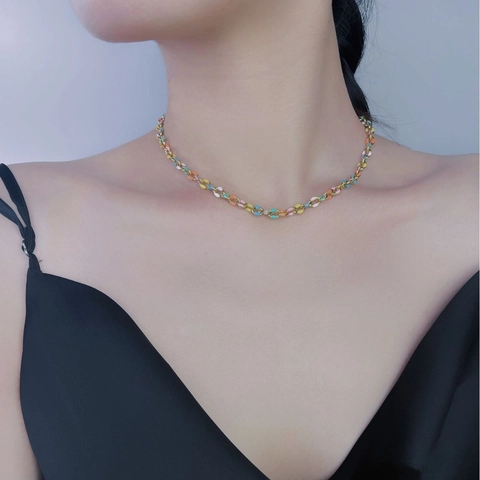 Bohemian Colorful Enamel Titanium Steel Jewelry Necklace Bracelet Anklet Chic Luxury Style For Women