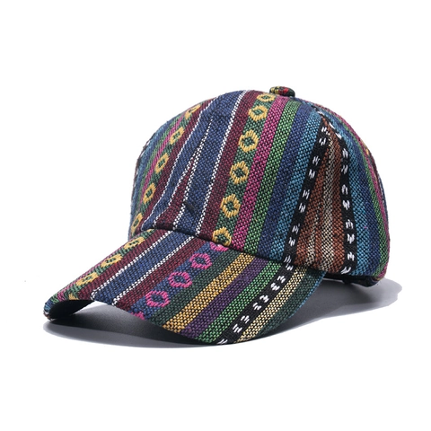 Bohemian Baseball Cap Vintage Ethnic Style Colorful Woven Polyester Sun Protection Adjustable Outdoor Snapback Hat Men Women
