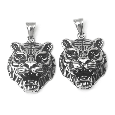 Collar Con Colgante De Cabeza De Tigre Acero Inoxidable Retro Hip Hop Punk Gótico Joyería Animal Hombres Mujeres