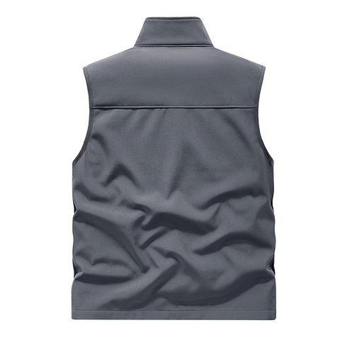 Heren Weste Outdoor Winddicht Stehkragen Mehrere Taschen Fleece Gefüttert Lässig Angeln Weste Ärmellose Jacke