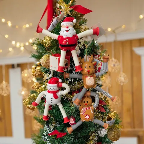 Natale Pop Tubes Giocattoli Sensoriali Ventosa Estensibile Plastica Robot Giraffa Babbo Natale Antistress Fidget Ornamenti