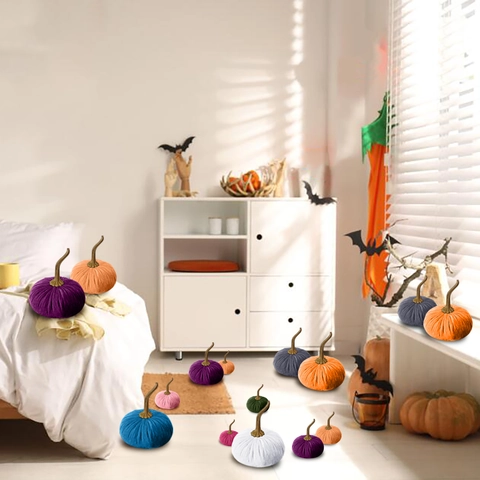 Zucca Di Velluto Morbido Decorazione Artificiale Realistica Per Halloween Ringraziamento Autunno Decorazione Casa