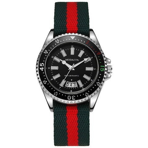 Orologio Da Uomo Al Quarzo Con Cassa In Lega Cinturino In Nylon Data Calendario Lancette Luminose Sportivo Casual