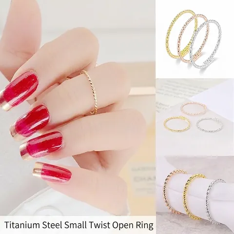 Twisted Rope Ring Titanium Steel Adjustable Open End Minimalist Stackable Elegant Jewelry For Women Men