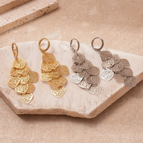 Geometrische Raute Hohl Gitter Gestuft Quaste Tropfen Ohrringe Messing Vergoldet Silber Vintage Layered Statement Damen