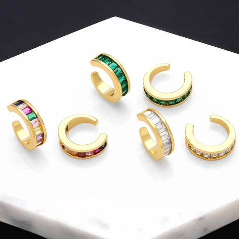 Minimalistischer Ohrclip Aus Vergoldetem Kupfer Mit Baguette Zirkonia Ohne Piercing Schmuck Für Damen