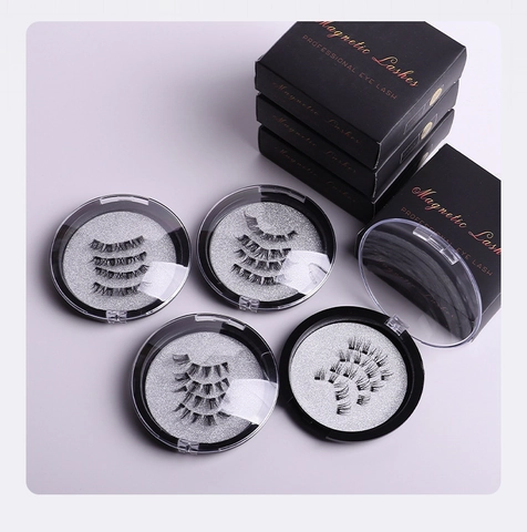 Magnetische Künstliche Wimpern Kunstfaser Wiederverwendbar Kleberfrei Natürlich Dichte Wimpern Mit Applikator Werkzeug Etui