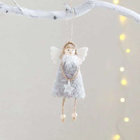 Decoración Colgante de Ángel de Navidad Muñecas de Ángel de Tela de Felpa para Adornos de Árbol de Navidad Hogar Fiesta Regalos
