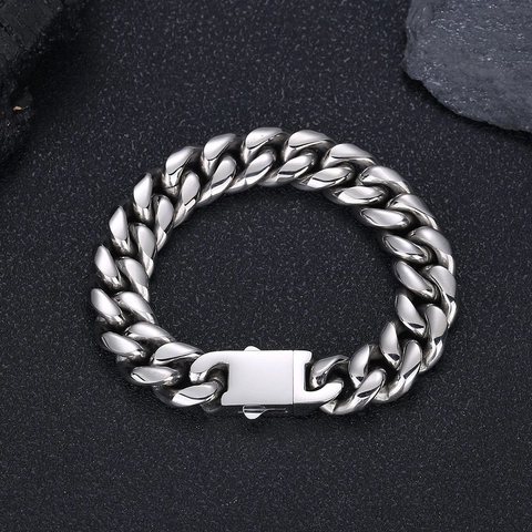 Hip Hop Stainless Steel Cuban Chain Bracelet For Men Women Personalized Fashion Curb Link Jewelry Electroplated Accessory