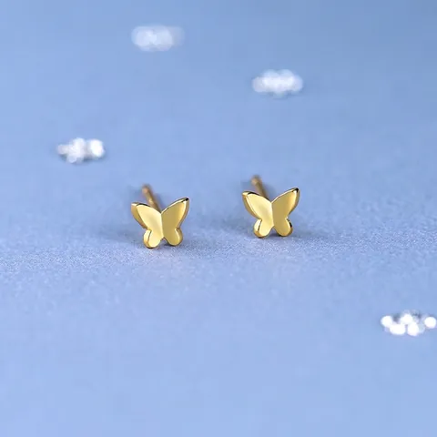 Butterfly Stud Earrings 925 Sterling Silver Polished Minimalist Tiny Sweet Style Fashion Gift For Women Girls