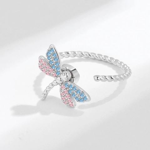 Libelle Rotierender Verstellbarer Ring Für Damen Eleganter Kupfer Bunter Strass Drehbare Stressabbau Mode Schmuck Geschenk