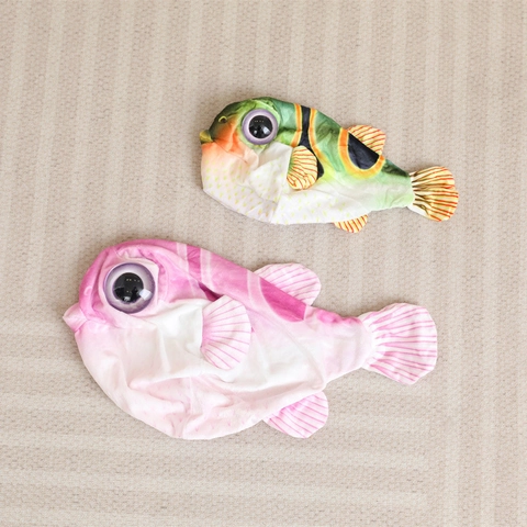 Simulation Pufferfish Plush Toy Soft Animal Doll Short Plush Round Fish Cushion Decorative Sea Life Stuffed Toy