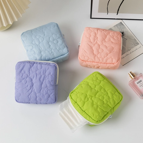 Borsa Da Viaggio Trapuntata Floreale Tessuto Morbido Motivo Fiori Cerniera Beauty Case Organizzatore Donna