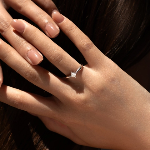 Prinzessin Schliff Moissanit Ring 925 Sterlingsilber Eleganter Quadratischer Funkelnder Schmuck Damen