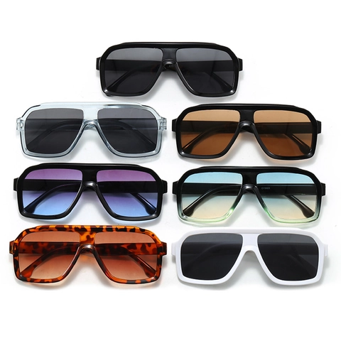 Gafas De Sol Cuadradas Grandes Montura De Plástico Protección UV400 Retro Vintage Moda Hombre Mujer Viajes Al Aire Libre