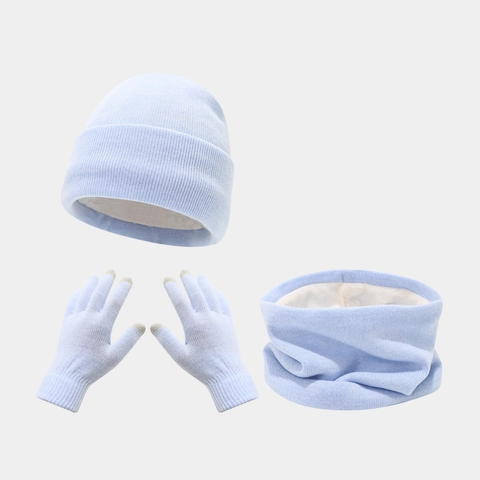 Gorro Bufanda Guantes Punto Invierno Térmico Forro Polar Pantalla Táctil Esquí Aire Libre Color Sólido Acanalado Hombre Mujer